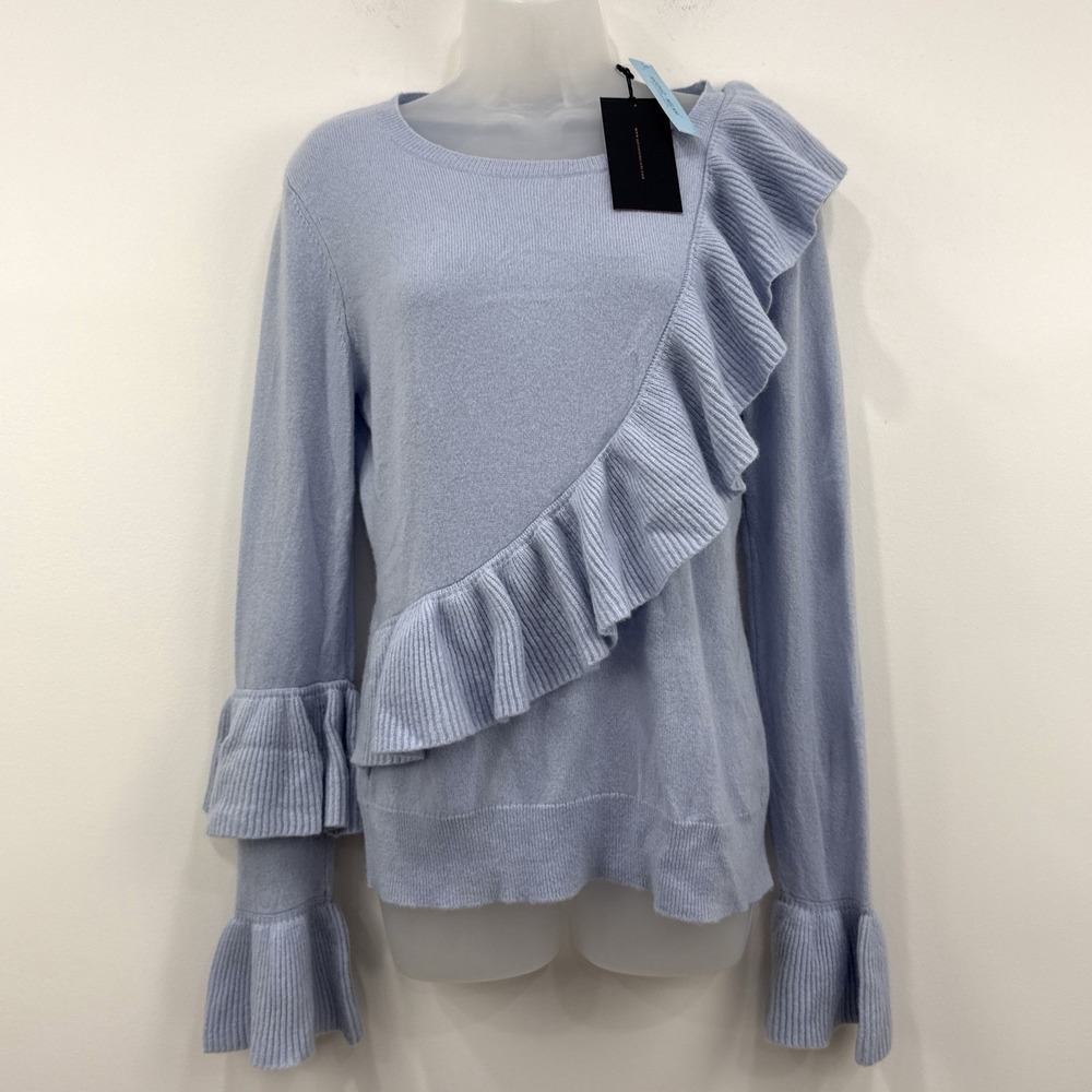 Antonio Melani 100% Cashmere Sweater M NWT Quiet Luxury Ruffle Preppy Old Money